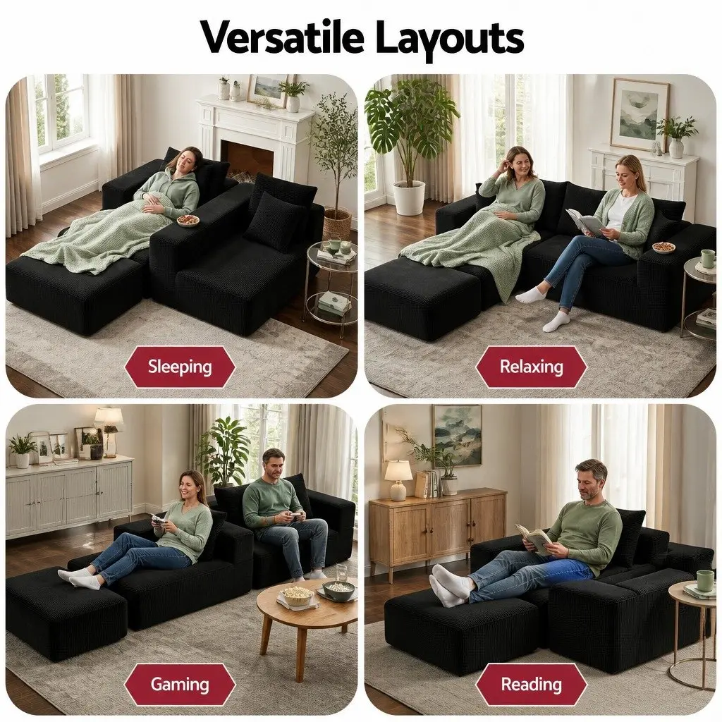Modular Sofa Bed with Ottoman Seating
