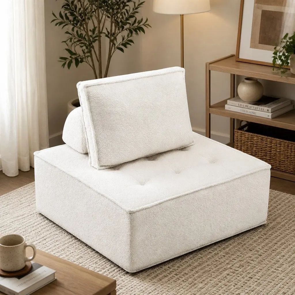 Floor Sofa Lounge Chair for Relaxing Reading Watching Movies White
