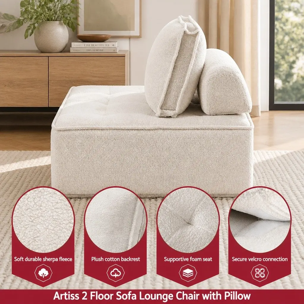 Floor Sofa Lounge Chair for Relaxing Reading Watching Movies White