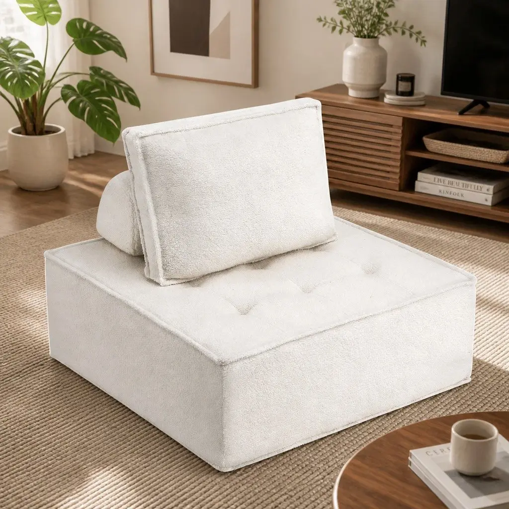 Floor Sofa Lounge Chair 5 Seater White Cushion Couch