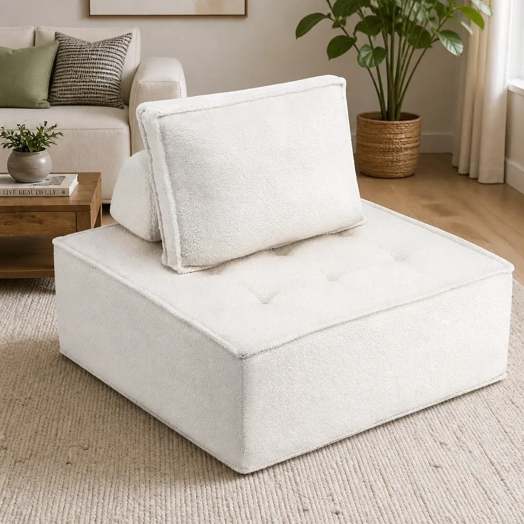 Floor Sofa Lounge Chair 6 Seater White Portable