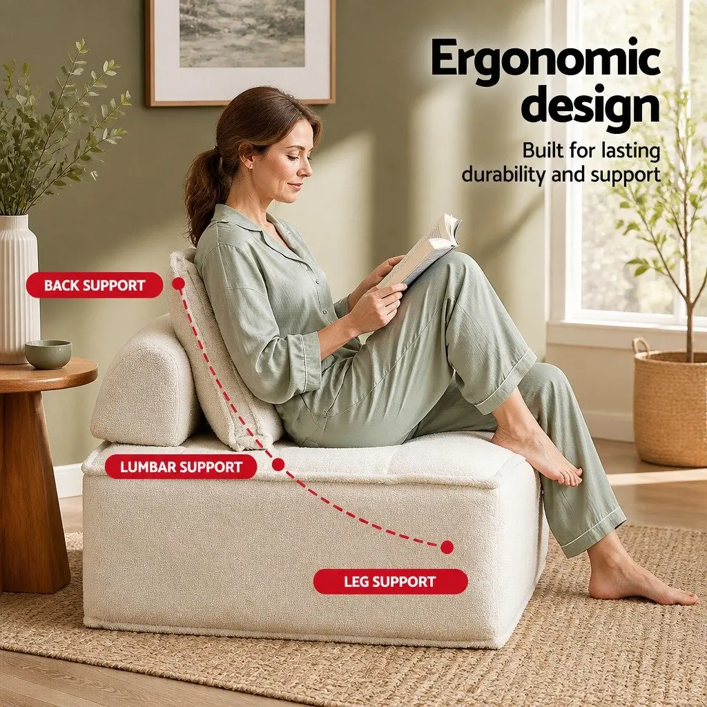 Floor Sofa Lounge Chair 6 Seater White Portable