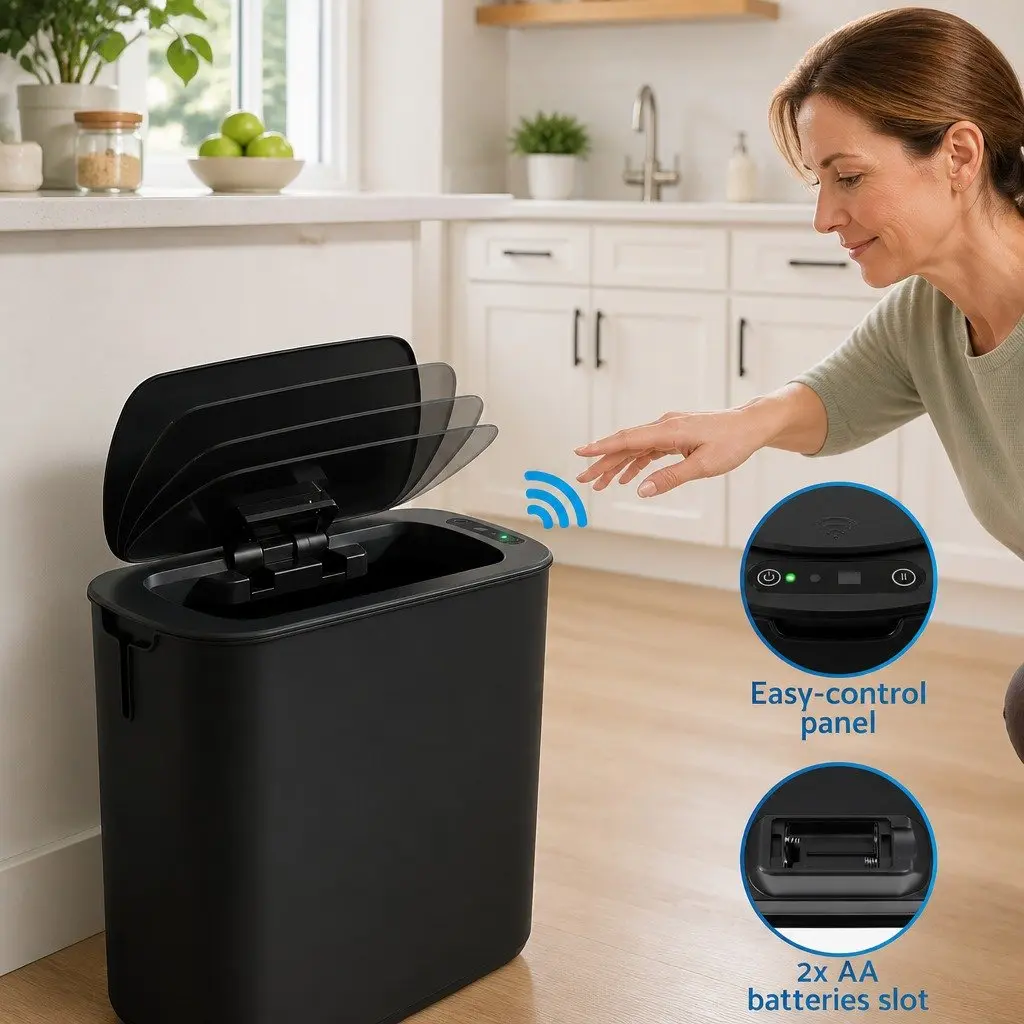 Automatic Motion Sensor Trash Bin Kitchen 11L Black