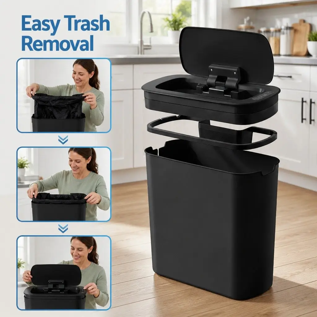 Automatic Motion Sensor Trash Bin Kitchen 11L Black