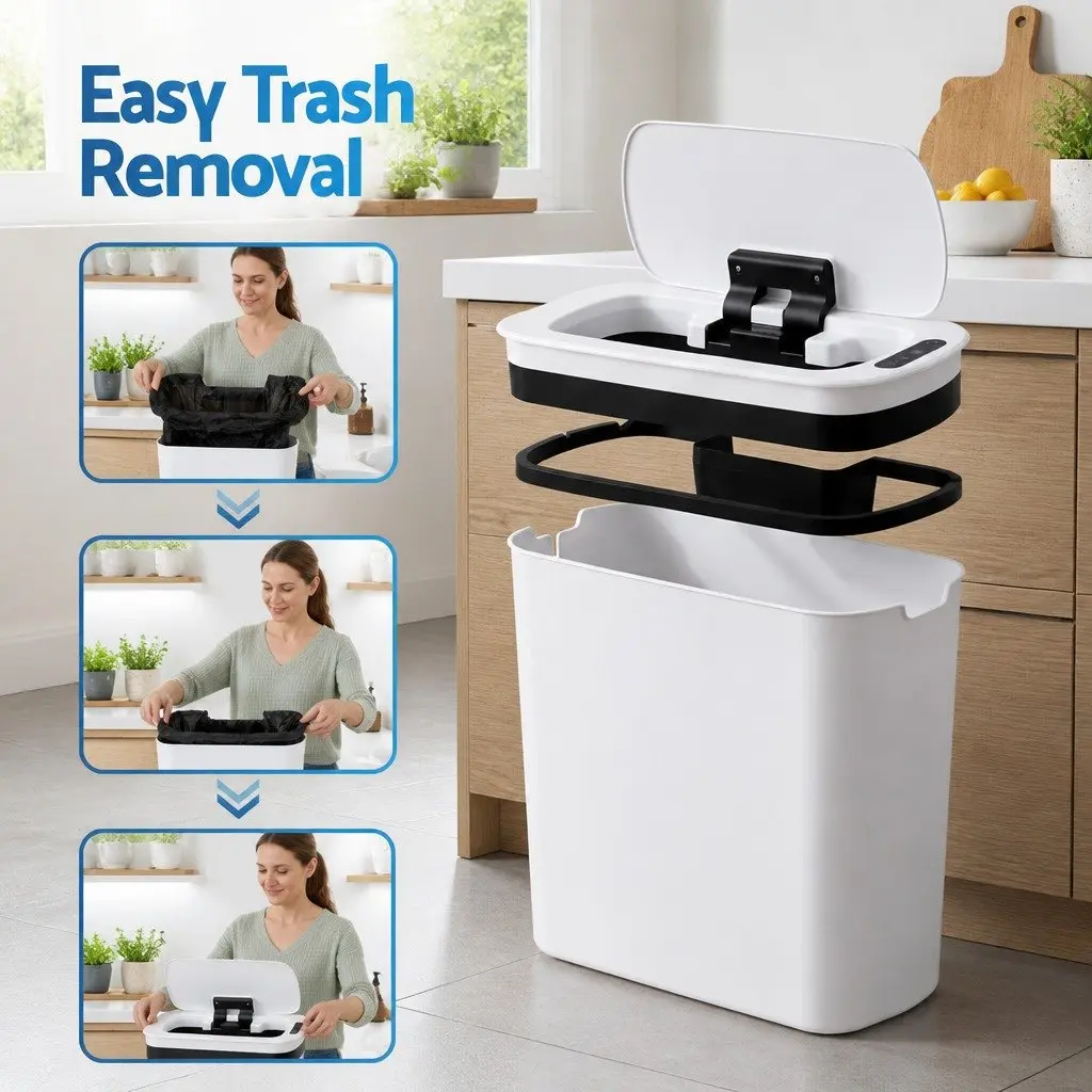 Motion Sensor Trash Bin 11L Touchless Automatic Garbage Can Kitchen Waste Slim