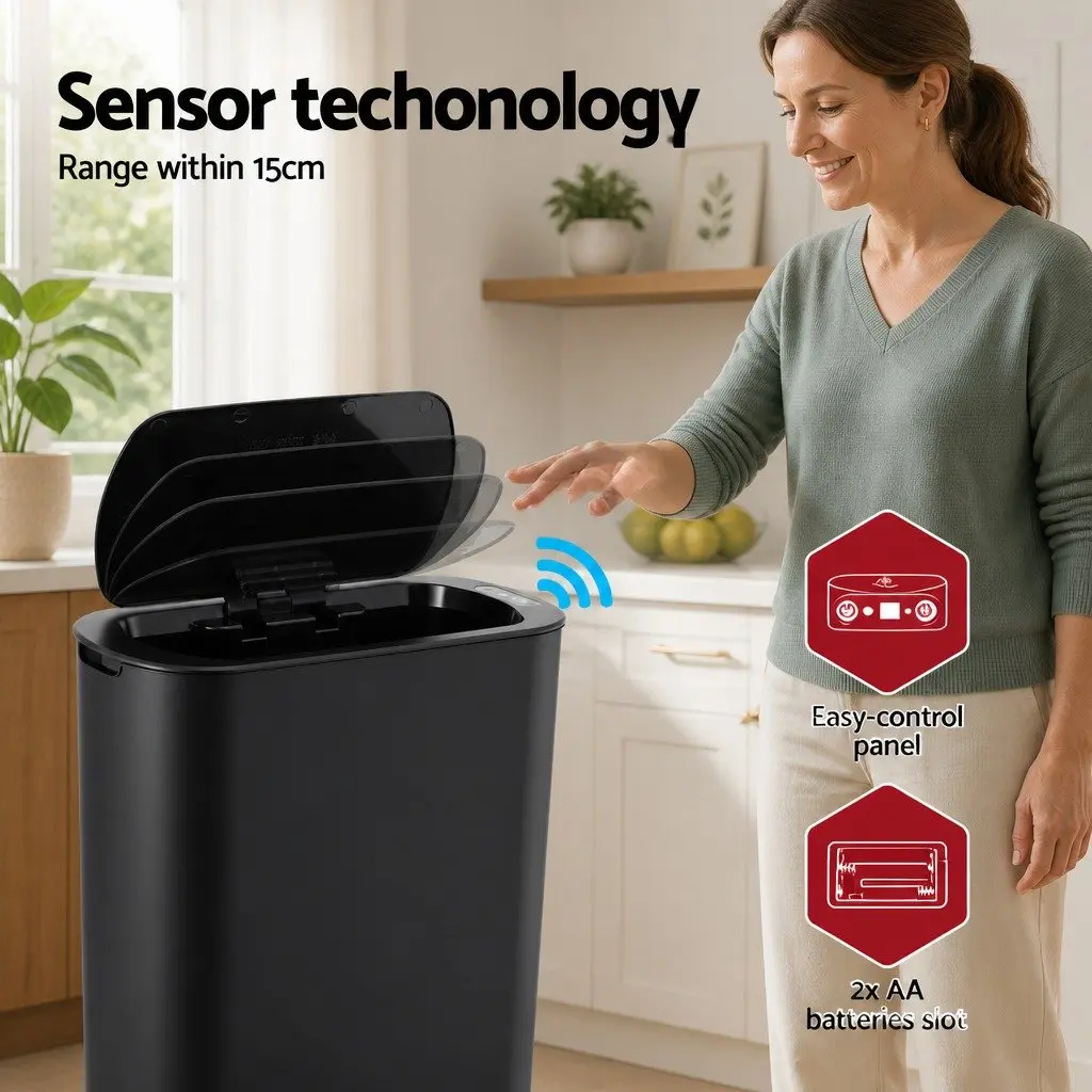Automatic Trash Bin Kitchen 21L Touchless Slim Black
