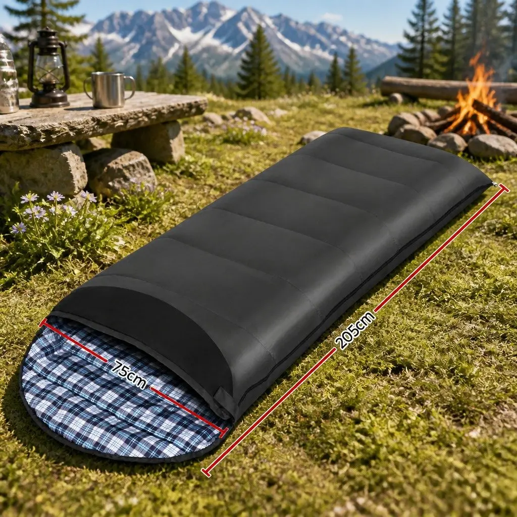 Single Sleeping Bag for Camping Hiking 0°C Grey Compact Lightweight Portable