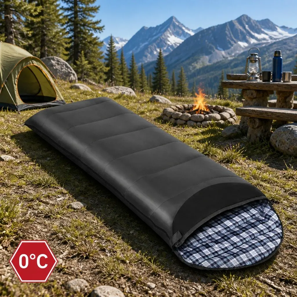 Single Sleeping Bag for Camping Hiking 0°C Grey Compact Lightweight Portable