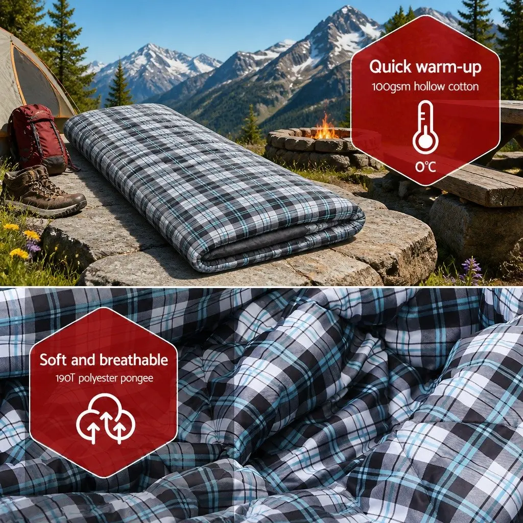 Single Sleeping Bag for Camping Hiking 0°C Grey Compact Lightweight Portable
