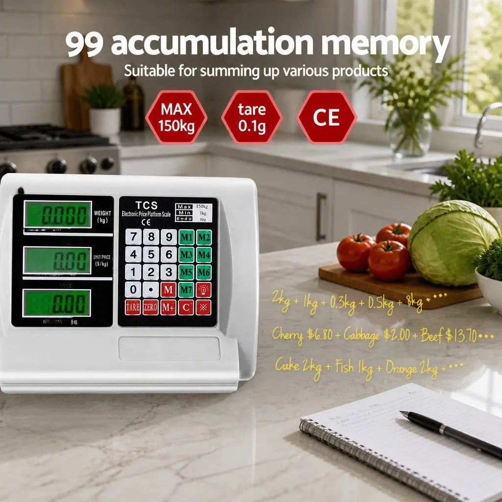 Electronic Platform Scale Kitchen 150kg Stainless Steel 50cm x 40cm