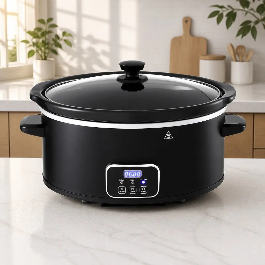 5.6L Electric Slow Cooker Multi Cooker Black 3 Heat Settings Keep Warm Function