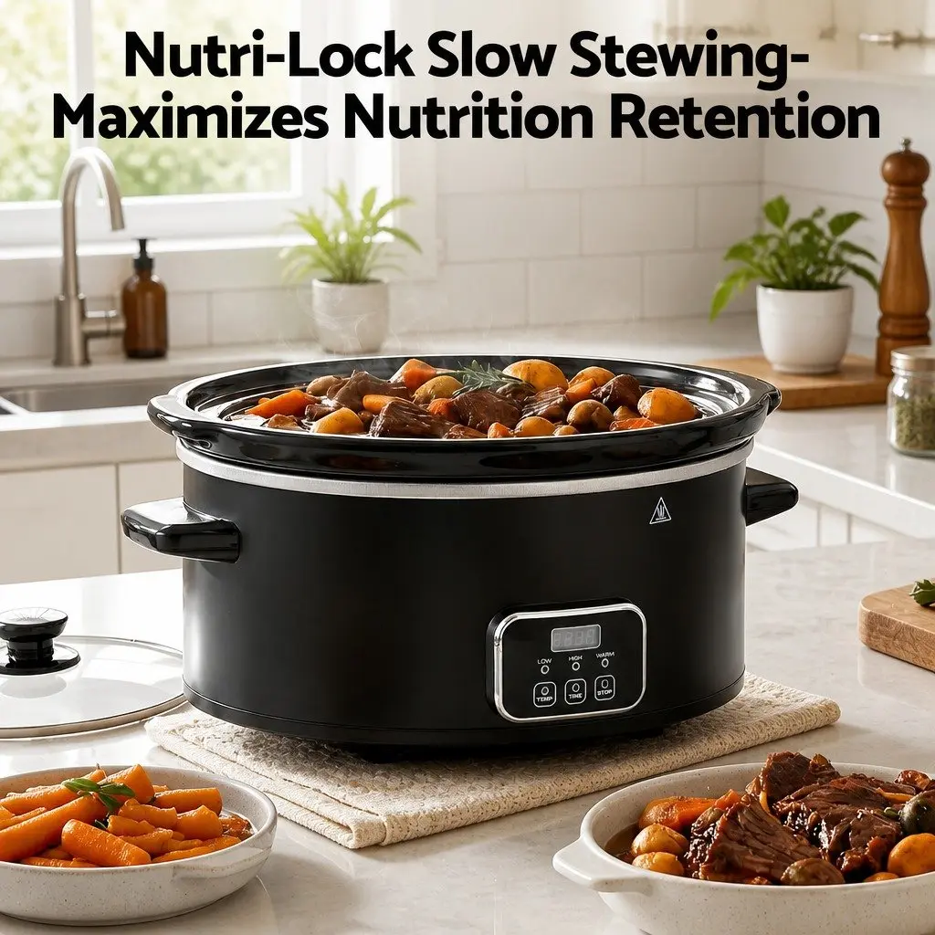 5.6L Electric Slow Cooker Multi Cooker Black 3 Heat Settings Keep Warm Function
