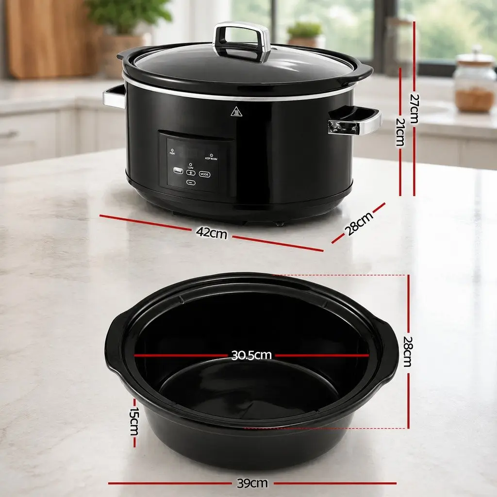 Electric Slow Cooker for Kitchen 8L with Digital Controls and 3 Heat Settings