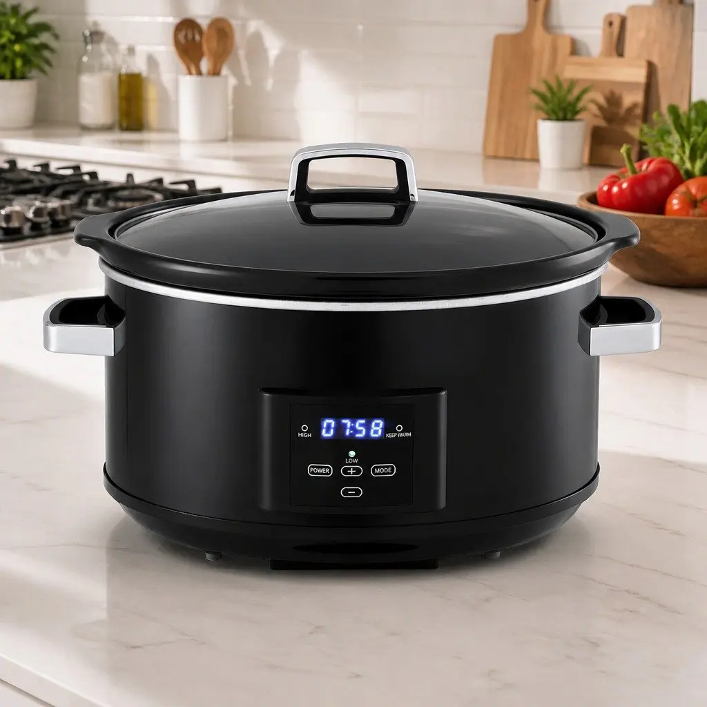 Electric Slow Cooker for Kitchen 8L with Digital Controls and 3 Heat Settings