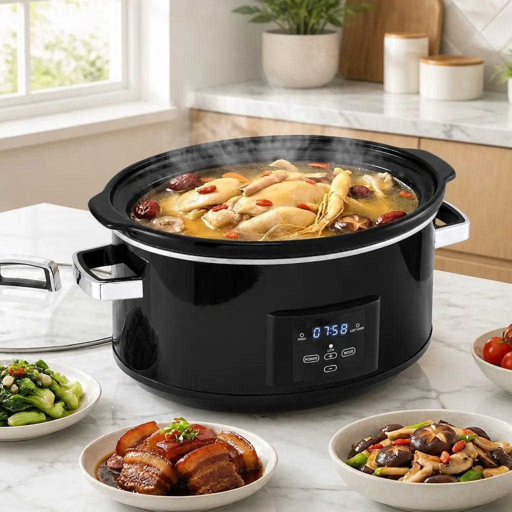 Electric Slow Cooker for Kitchen 8L with Digital Controls and 3 Heat Settings
