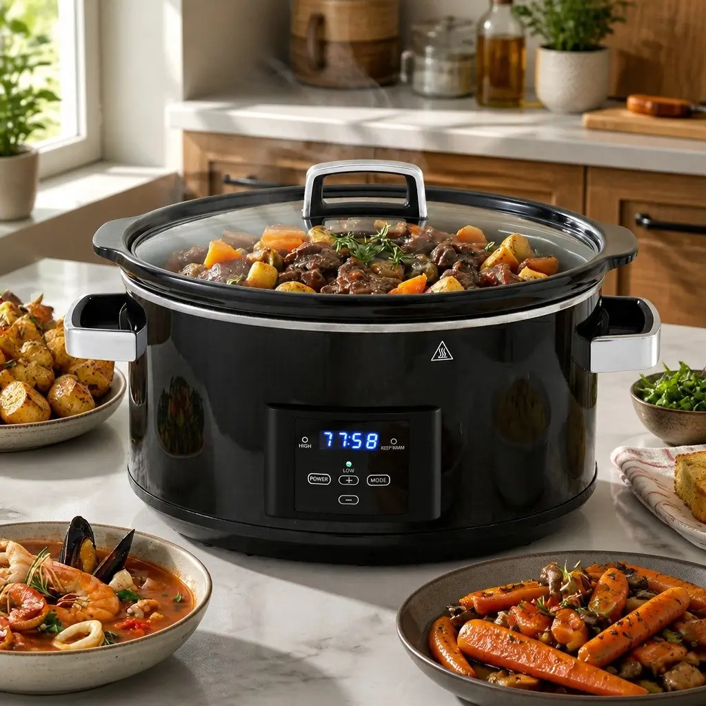 Electric Slow Cooker for Kitchen 8L with Digital Controls and 3 Heat Settings