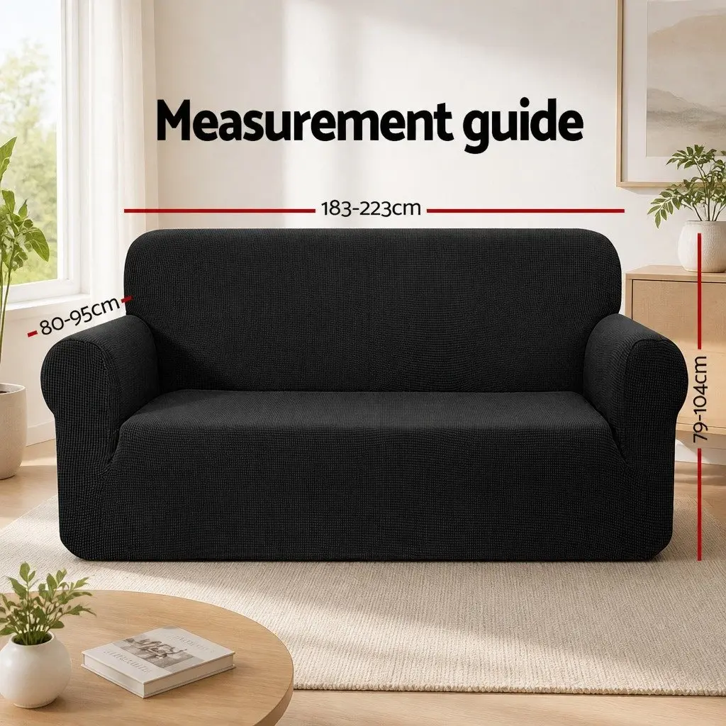 Sofa Cover for 3 Seater Couch Black High Stretch Furniture Protector