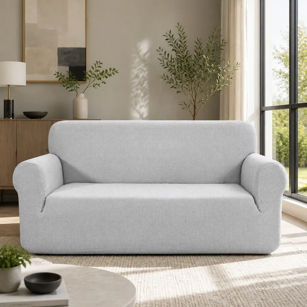 3 Seater High Stretch Grey Sofa Cover