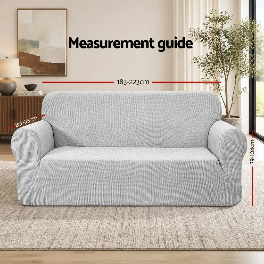 Sofa Cover for 3 Seater Couch High Stretch Grey Polar Fleece Machine Washable