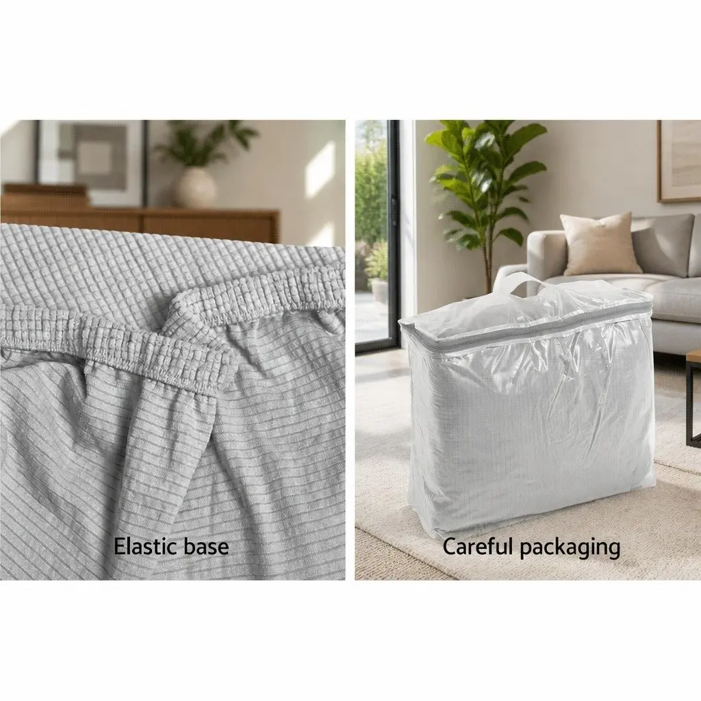 Sofa Cover for 3 Seater Couch High Stretch Grey Polar Fleece Machine Washable