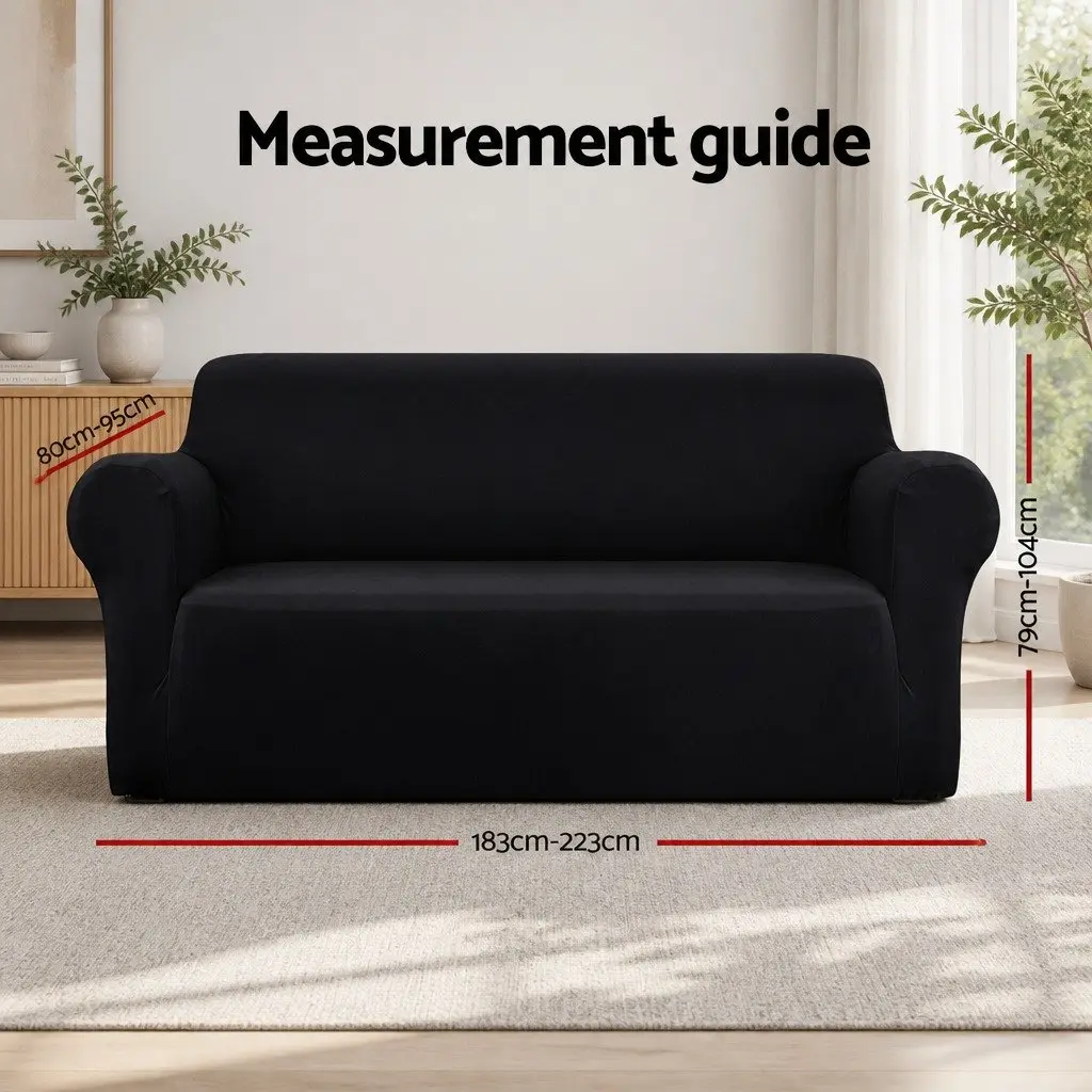 Black Stretchable 3-Seater Sofa Cover