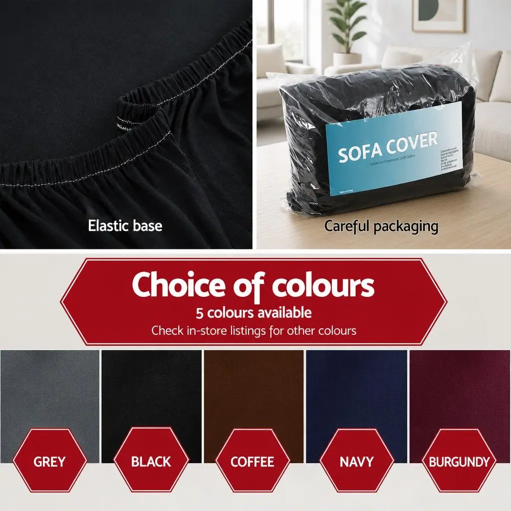 Black Stretchable 3-Seater Sofa Cover