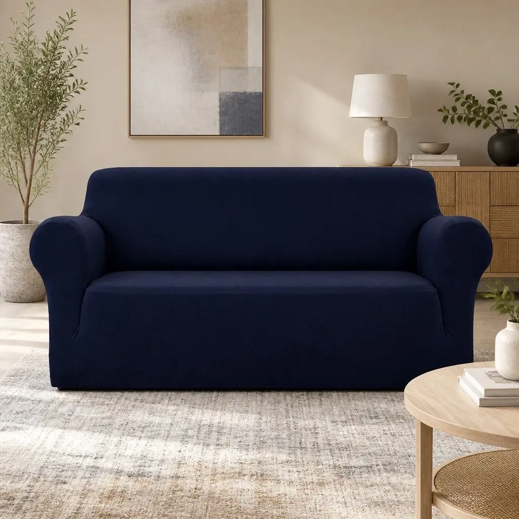 Navy 3 Seater Stretch Elastic Sofa Cover