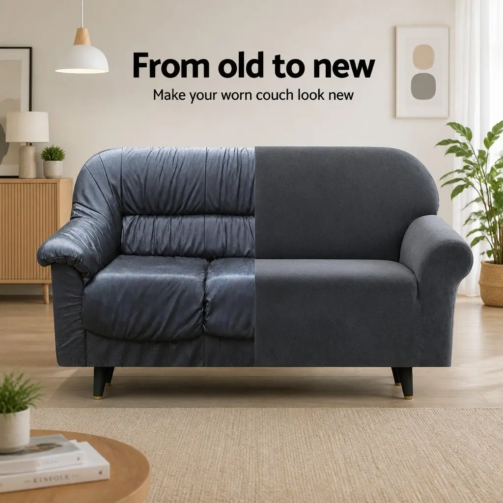 Sofa Cover for 1 Seater Use Velvet Stretch Grey