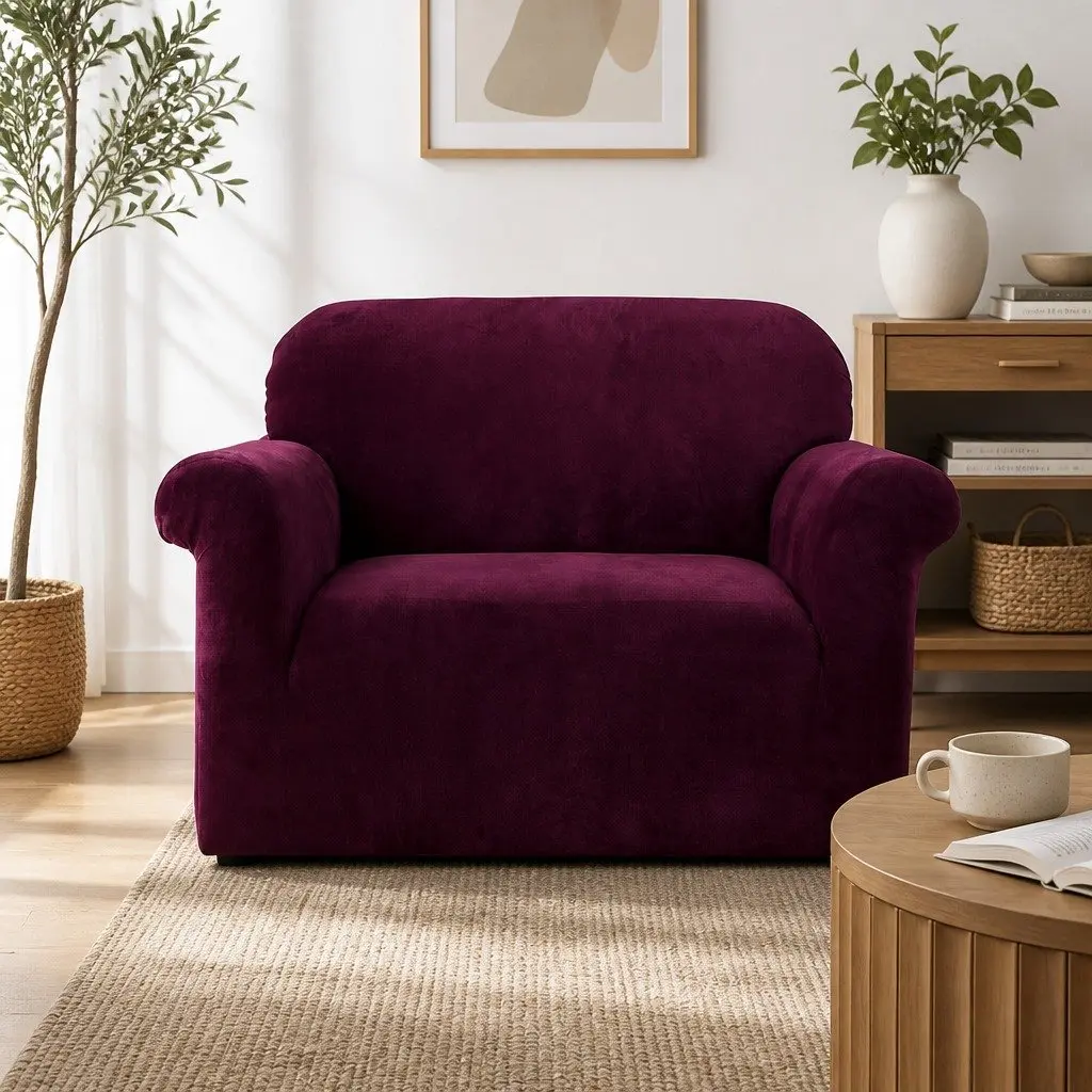 Ruby Red Velvet 1-Seater Sofa Cover
