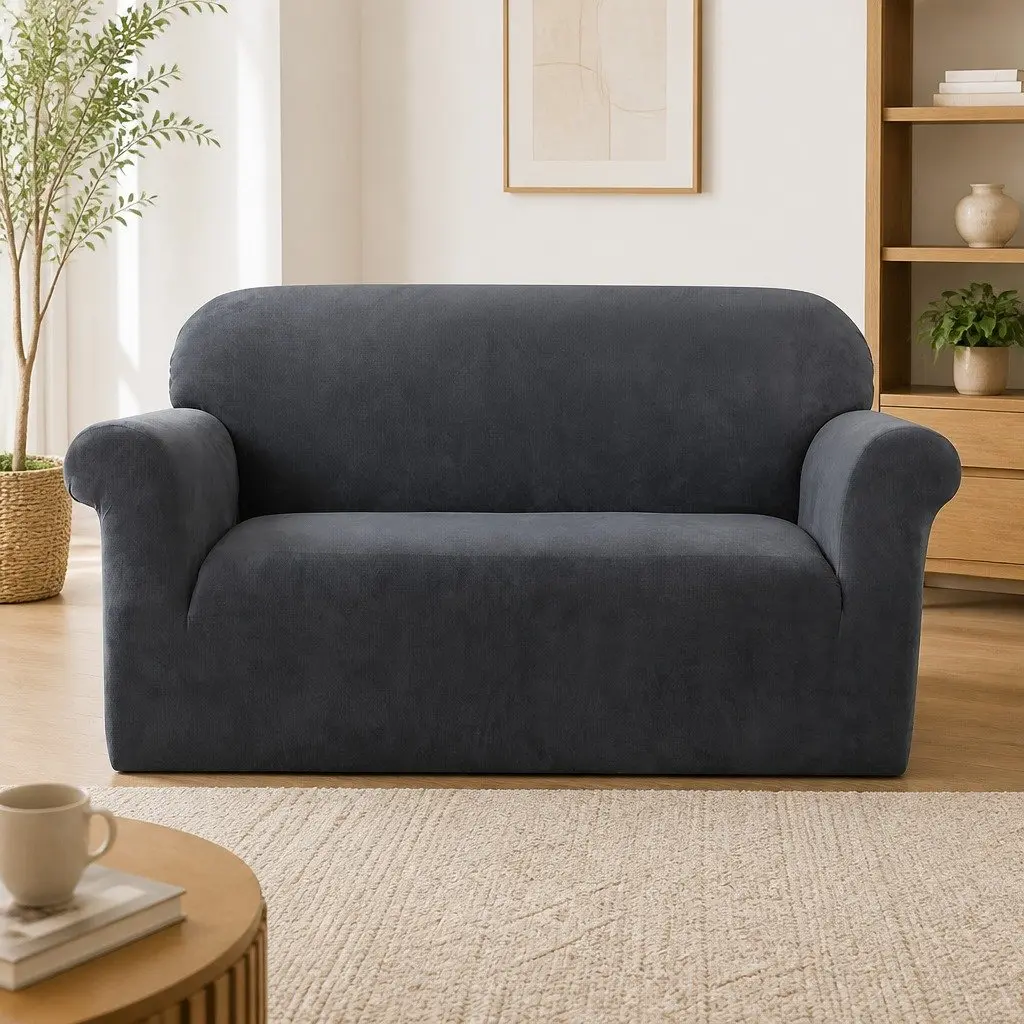 2 Seater Velvet Grey Sofa Cover