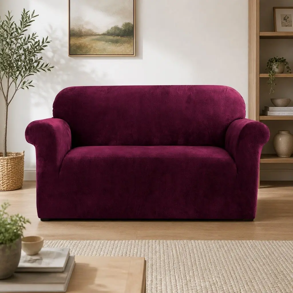 Ruby Red Velvet 2 Seater Sofa Cover