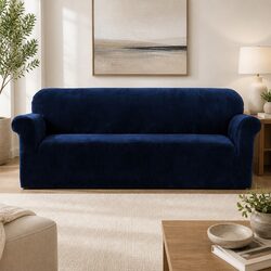 4-Seater Stretchable Velvet Sofa Cover - Navy Blue Specifications