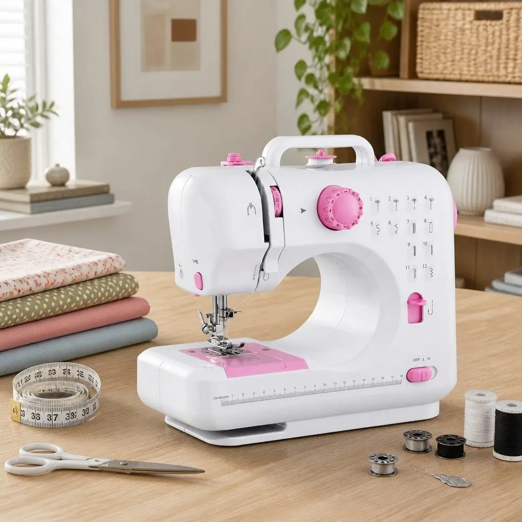 Mini Sewing Machine 12 Stitches Portable Compact Beginner LED Light Craft Kit