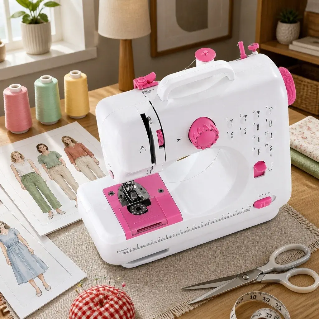 Mini Sewing Machine 12 Stitches Portable Compact Beginner LED Light Craft Kit