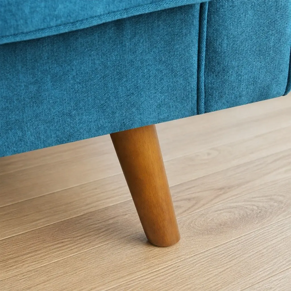 191cm Blue Linen 3 Seater Sofa