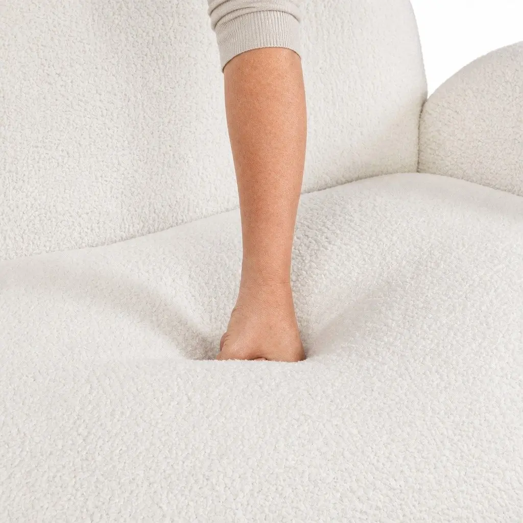 3 Seater Sofa Sherpa Fleece Lounge Couch Modern White Living Room