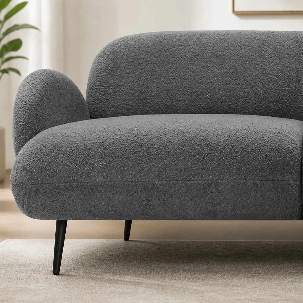 3 Seater Sofa Sherpa Fleece Living Room Furniture Grey