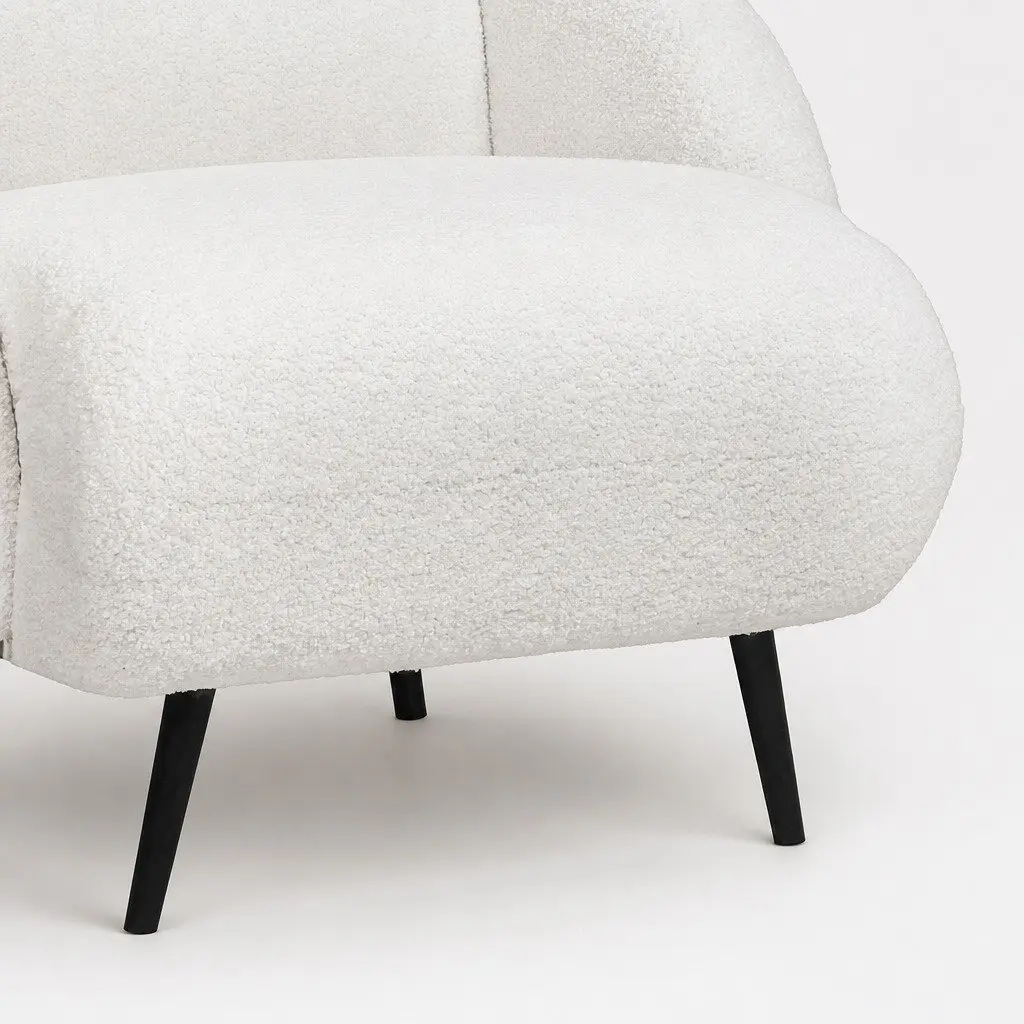 Single Sofa Chair Fleece Upholstered Armchair Lounge Seat White Relax Furniture