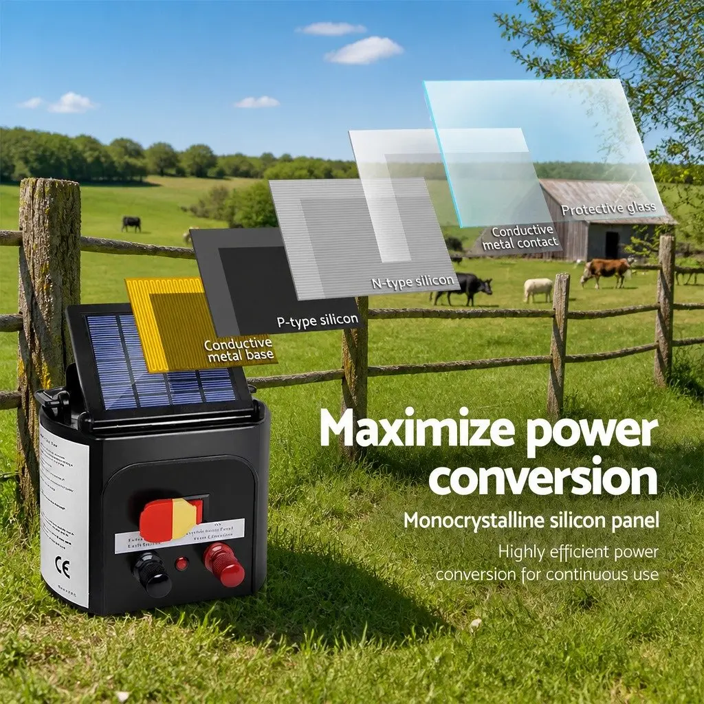 Solar Electric Fence Energiser 3km Livestock Farm Fencing Kit with Polywire
