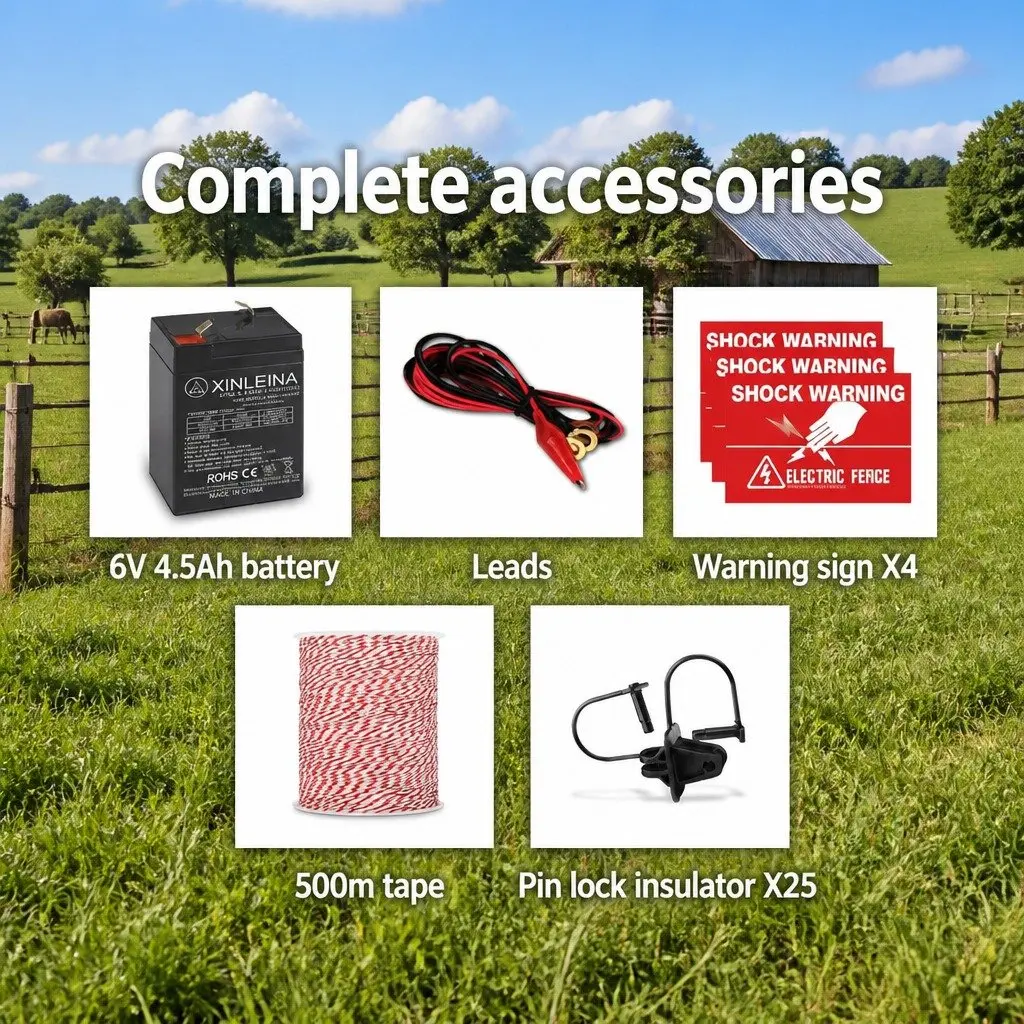 Solar Electric Fence Energiser 3km Livestock Farm Fencing Kit with Polywire