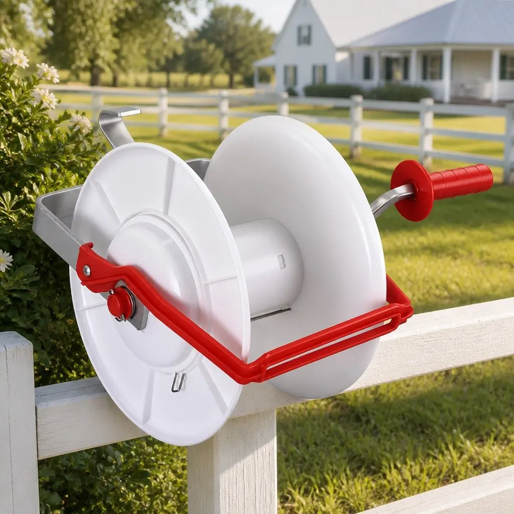 Electric Fence Reel Portable Farm Tool White