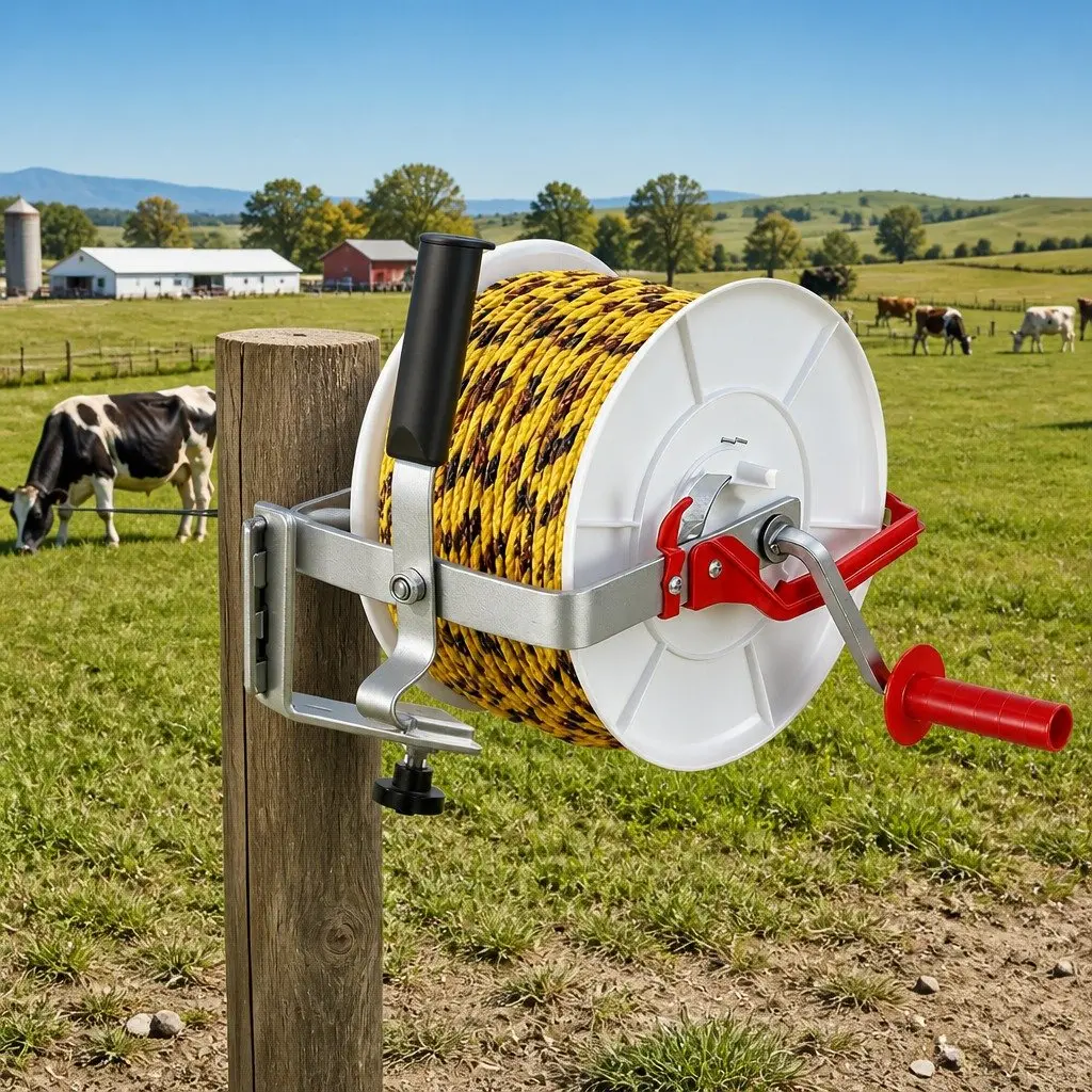 Electric Fence Reel Portable Farm Tool White