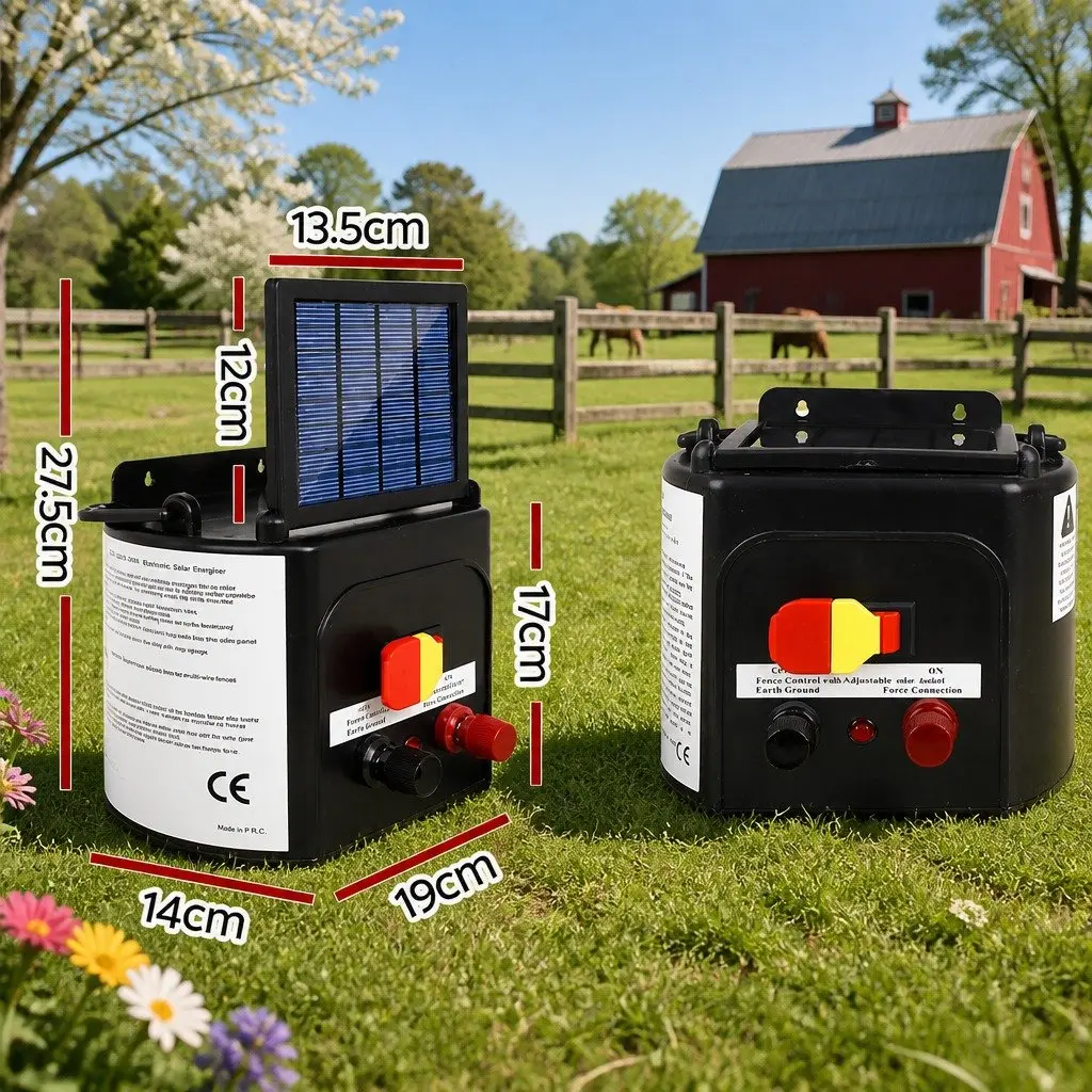 Solar Electric Fence Energiser for Livestock 3km Range 0.1J