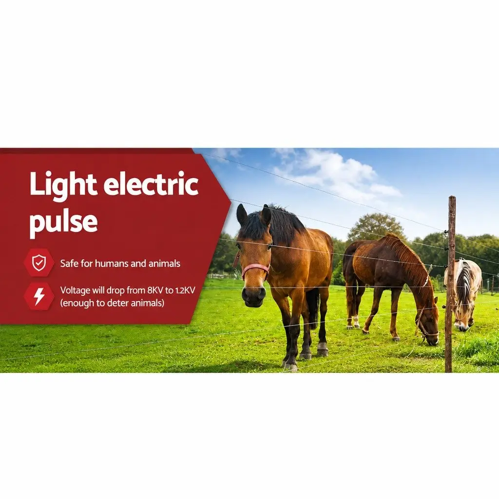Solar Electric Fence Energiser for Livestock 3km Range 0.1J