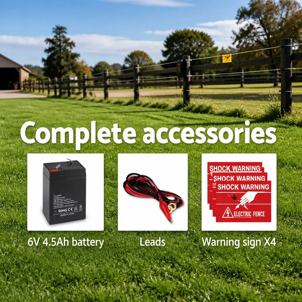 Solar Electric Fence Energiser for Livestock 3km Range 0.1J