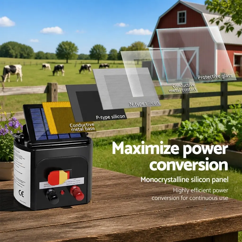Solar Electric Fence Energiser for Farm Use 5km Waterproof