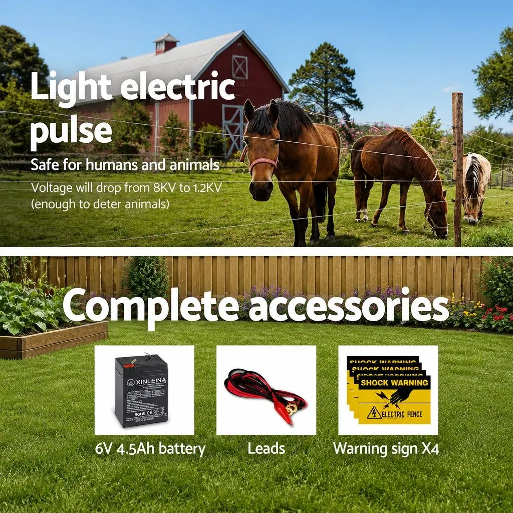 Solar Electric Fence Energiser for Farm Use 5km Waterproof