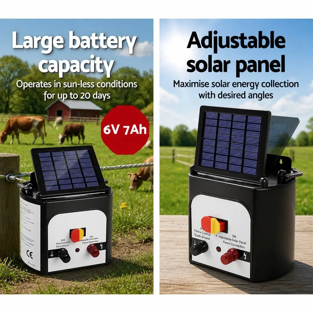 Solar Electric Fence Energiser for Farm Use 8km 0.3J
