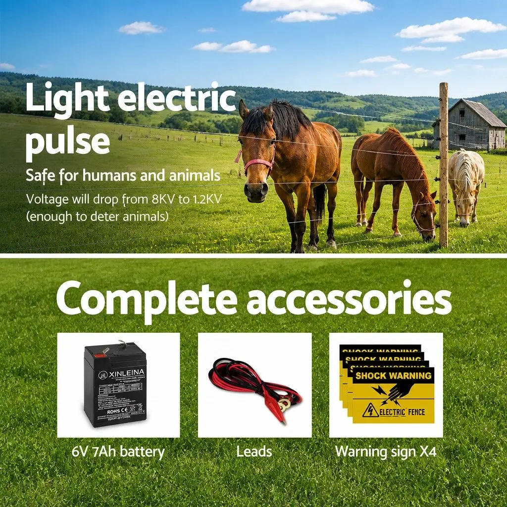 Solar Electric Fence Energiser for Farm Use 8km 0.3J