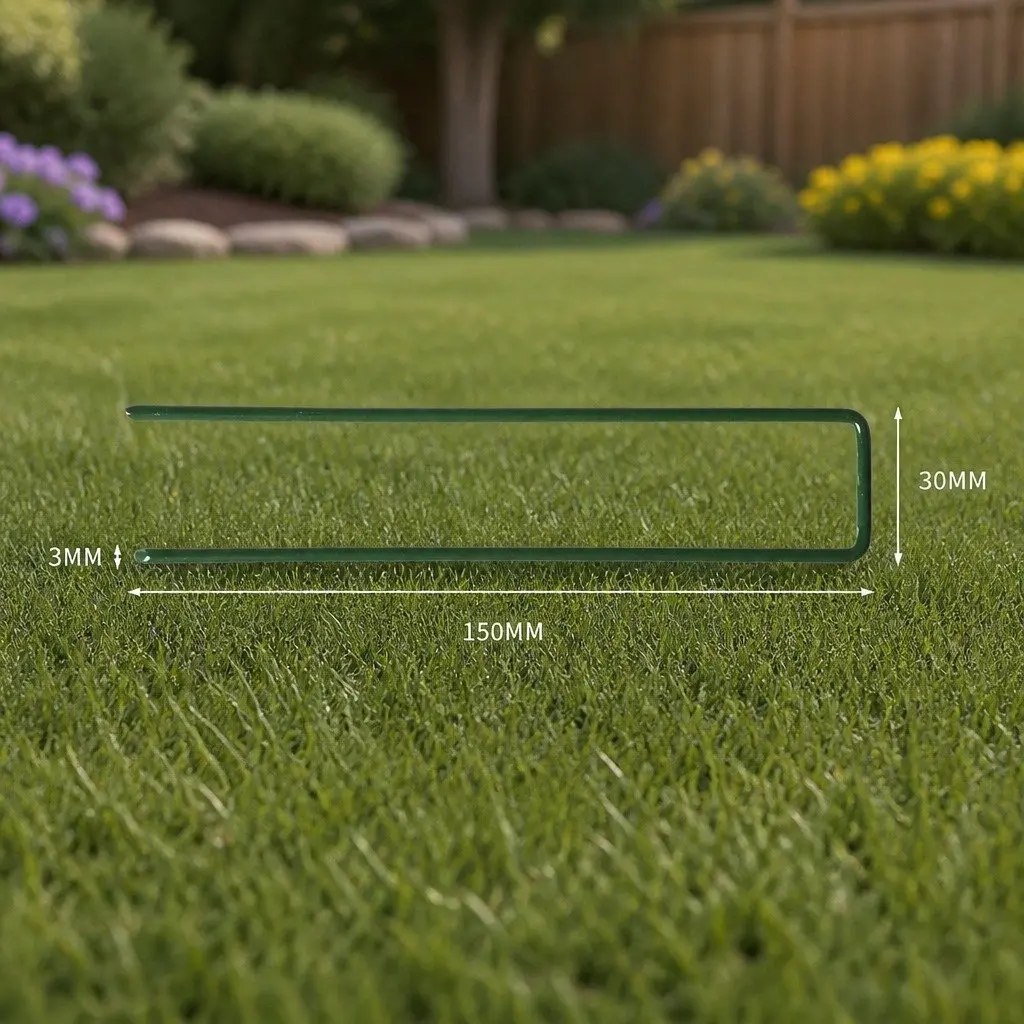 Synthetic Grass Pins U-Shape Garden Turf Fixing Anchors 100PCS Steel Green Lawn